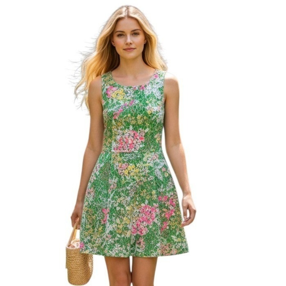 Anthropologie Maeve Verbena Women's size 8 Floral Sequin Coquette Feminine Dress
